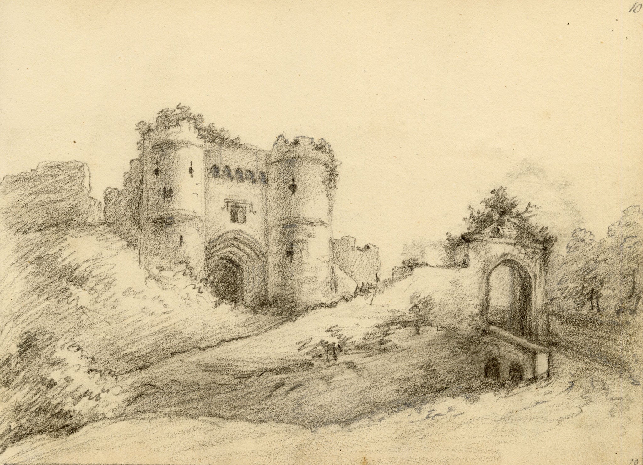 John Maule, Carisbrooke Castle, Isle of Wight – 1797 graphite drawing