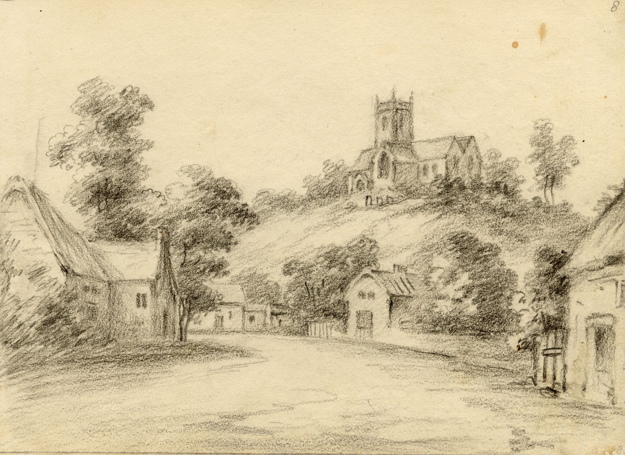 John Maule, Godshill Church & Village, Isle of Wight – 1797 graphite drawing