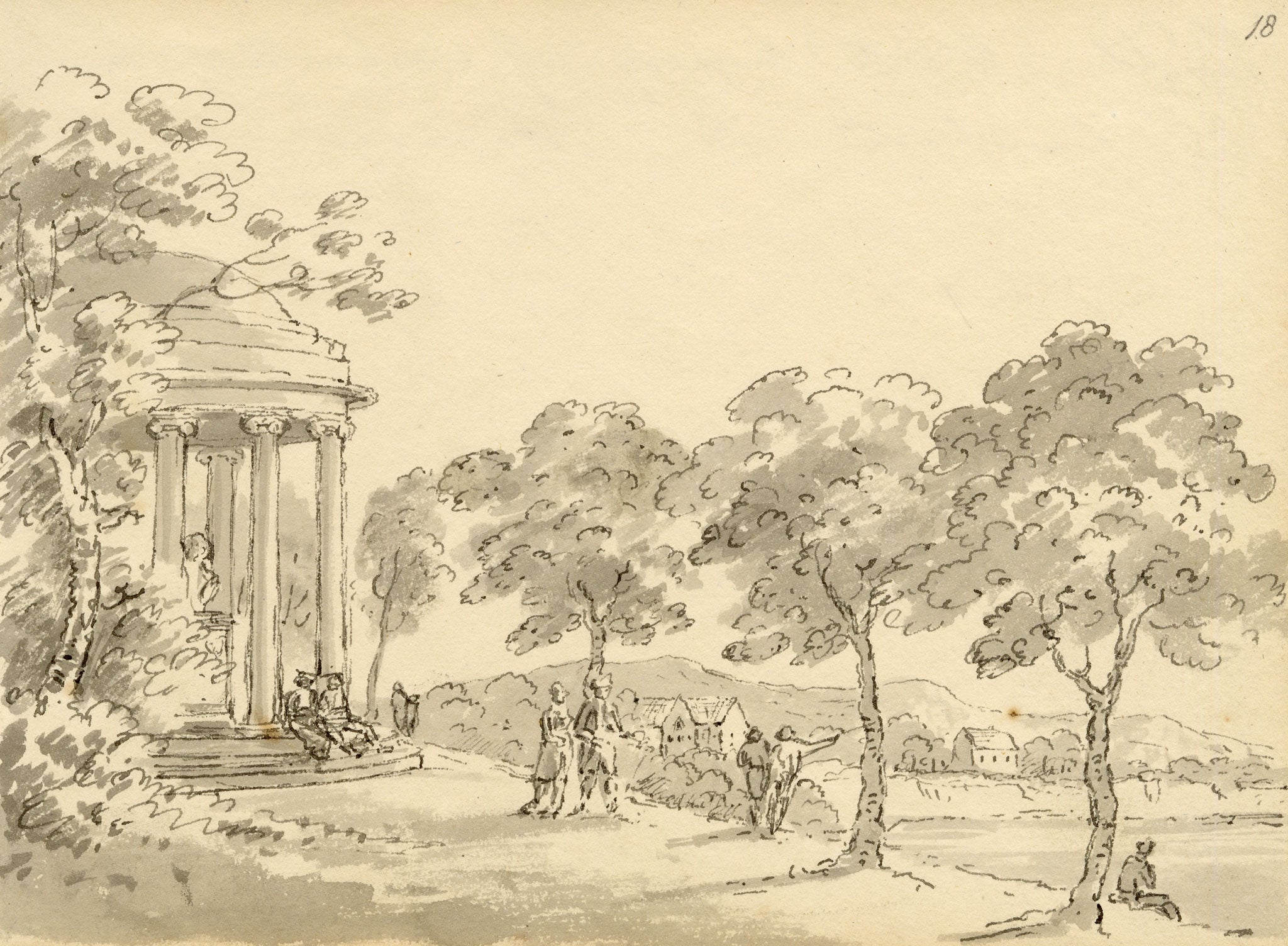 John Maule, Leibniz Temple (Leibniztempel), Hanover, Germany – 1797 watercolour painting