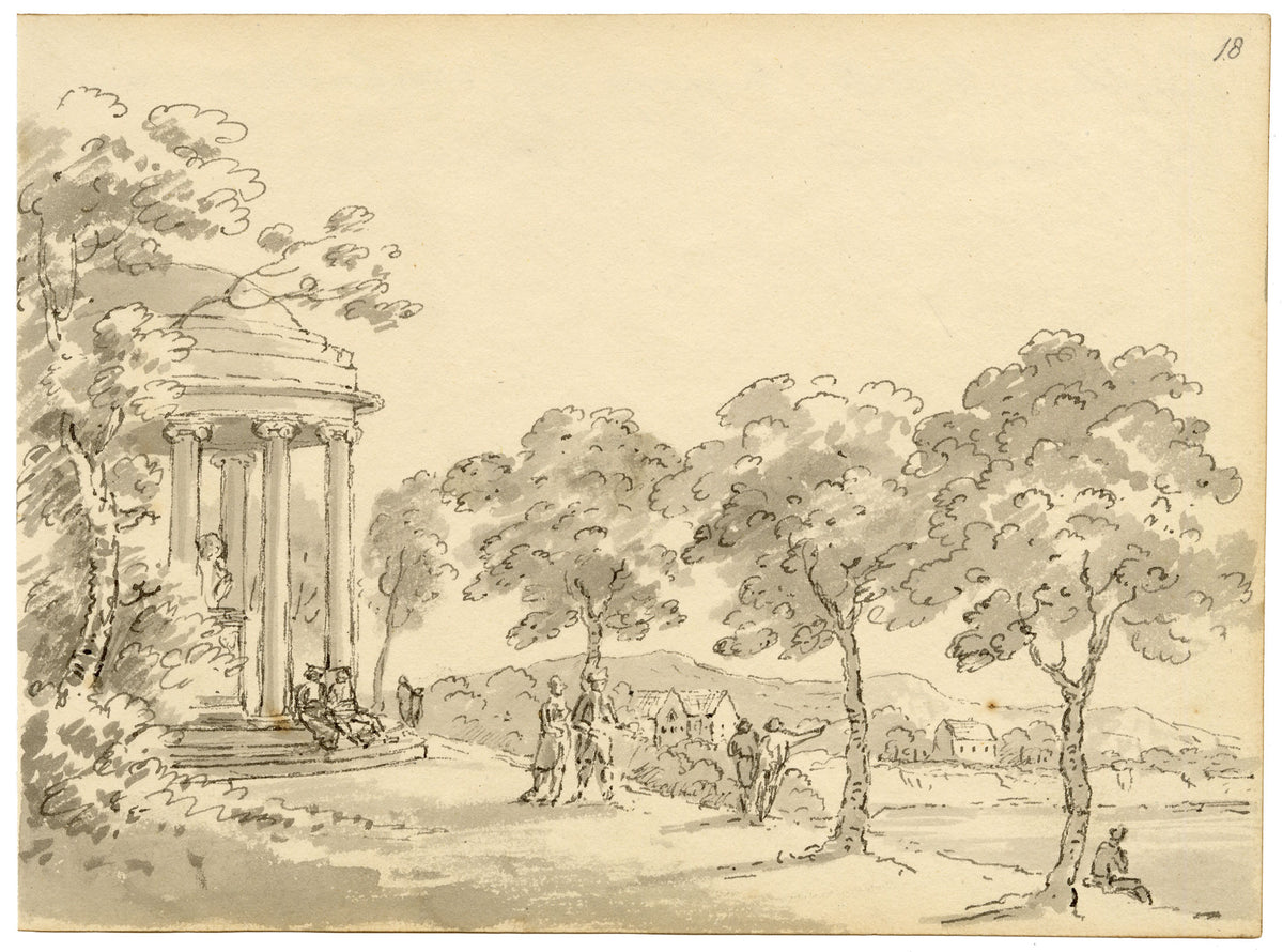 John Maule, Leibniz Temple (Leibniztempel), Hanover, Germany – 1797 watercolour painting