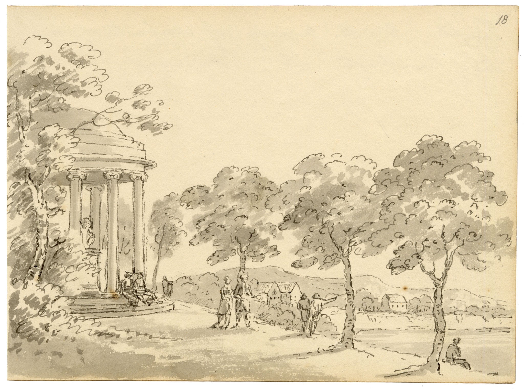 John Maule, Leibniz Temple (Leibniztempel), Hanover, Germany – 1797 watercolour painting