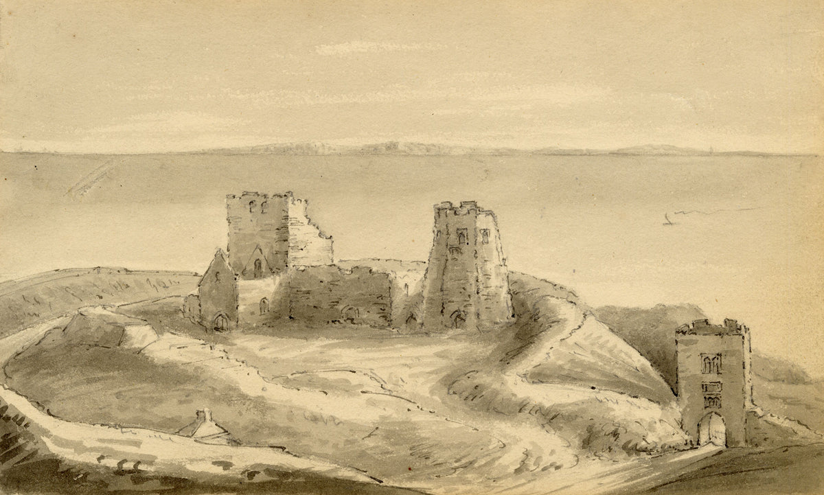 John Maule, Roman Fortress at Dover Castle from Top of the Keep, Kent – 1814 watercolour painting