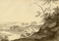 John Maule, River Ribble from Red Scar above Preston, Lancashire – 1792 watercolour painting