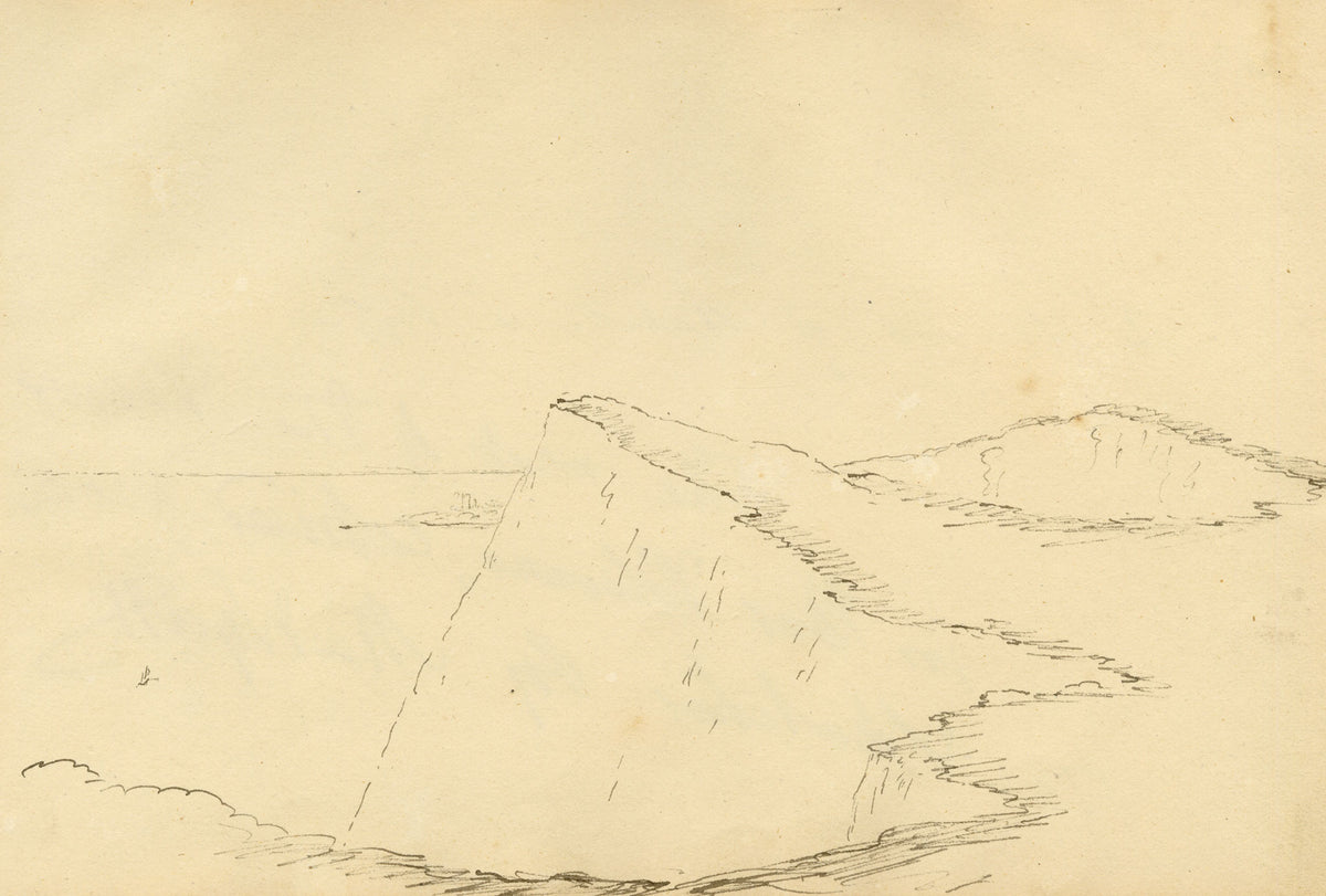 John Maule, Summit of Shakespeare Cliff, Dover, Kent – 1792 pen & ink drawing