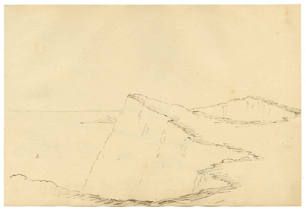 John Maule, Summit of Shakespeare Cliff, Dover, Kent – 1792 pen & ink drawing
