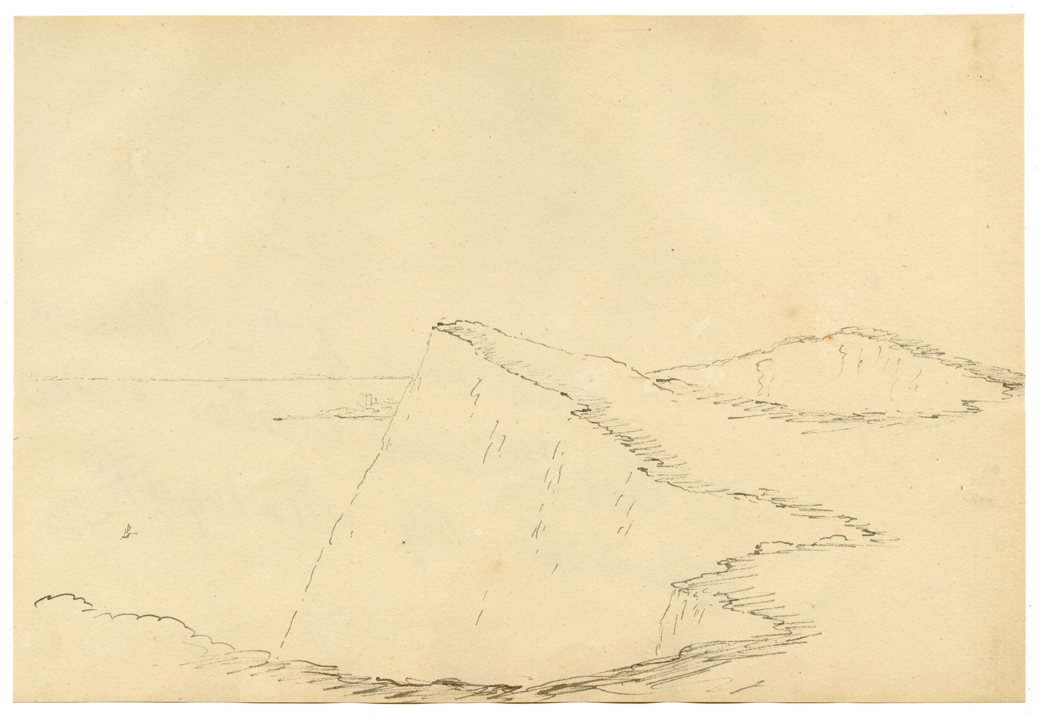 John Maule, Summit of Shakespeare Cliff, Dover, Kent – 1792 pen & ink drawing