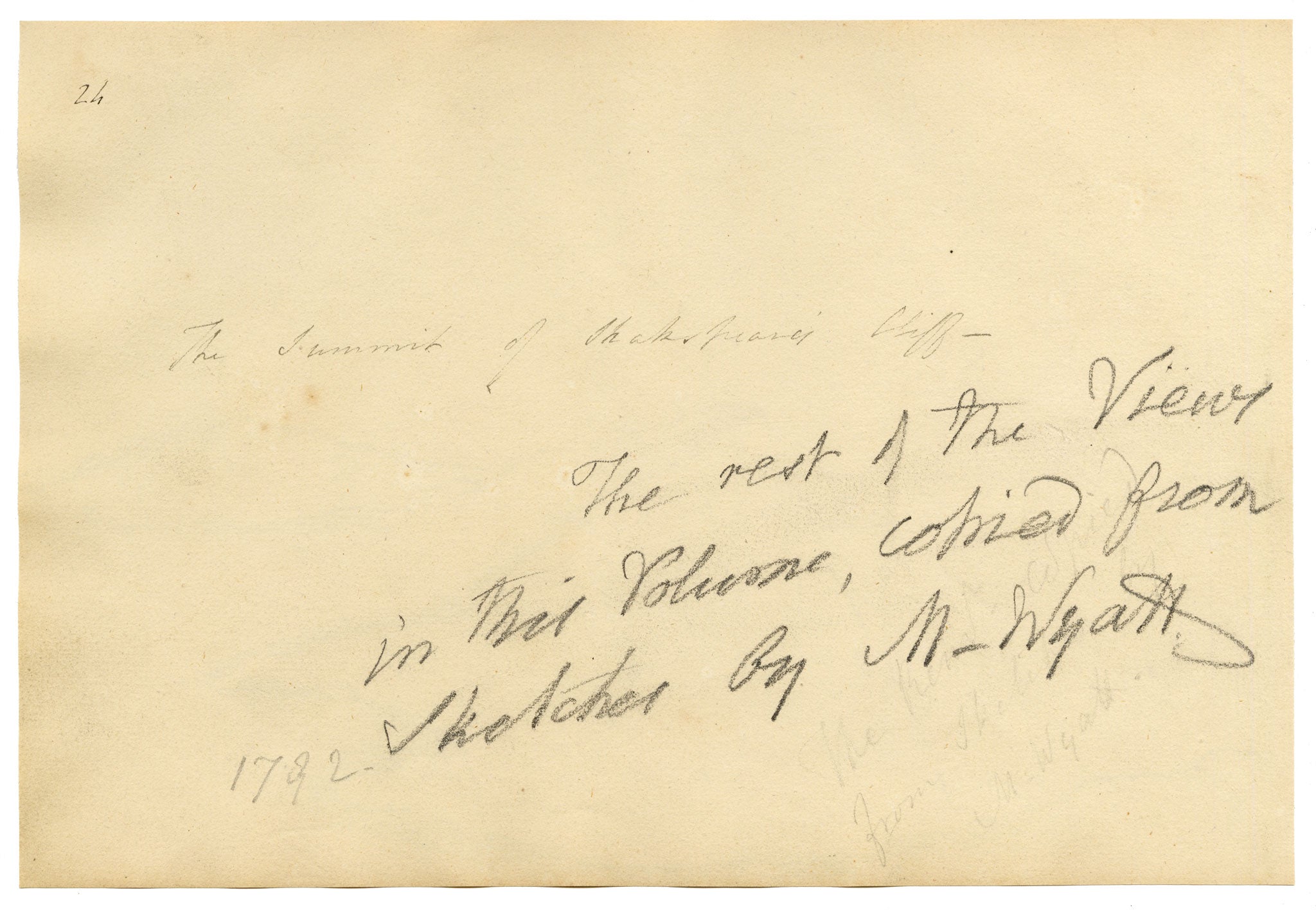 John Maule, Summit of Shakespeare Cliff, Dover, Kent – 1792 pen & ink drawing
