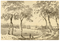 John Maule, Helsingør (Elsinore) Sound with Kronborg Castle, Denmark – 1792 watercolour painting