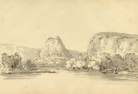 John Maule, Danube River with Chateau of Count Batoni near Vienna, Austria – 1792 watercolour painting