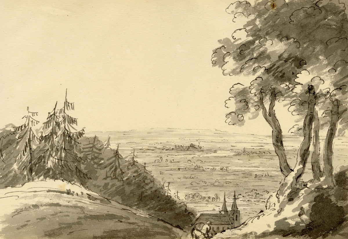 John Maule, Plain of Olmütz (Olomouc), Moravia, Austrian Empire – 1792 watercolour painting