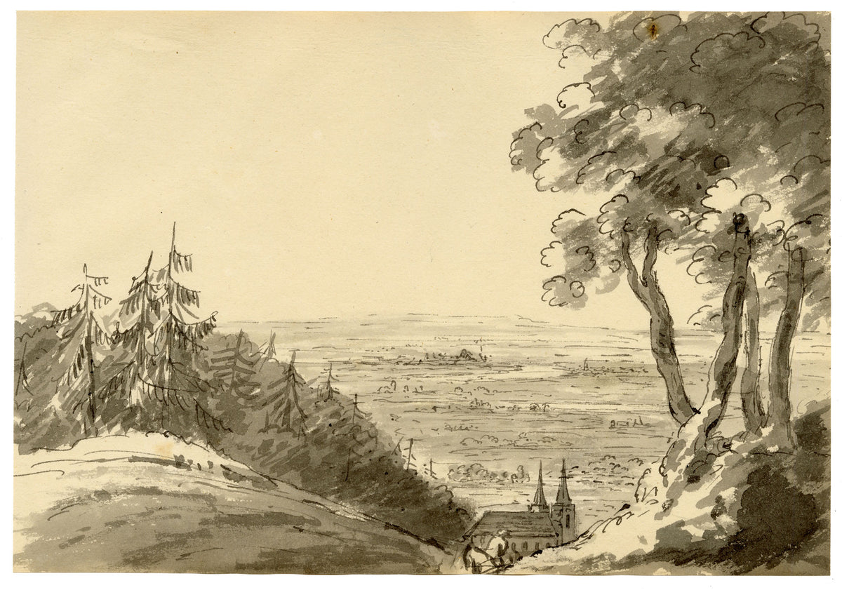 John Maule, Plain of Olmütz (Olomouc), Moravia, Austrian Empire – 1792 watercolour painting