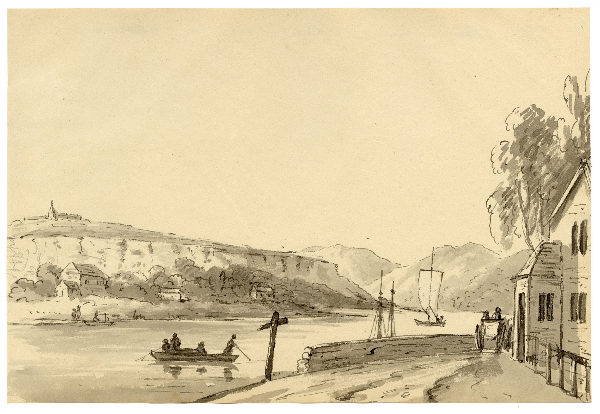 John Maule, River Elbe near Merzien, Saxony (Germany) – 1792 watercolour painting