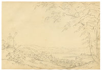 John Maule, Ipswich River to the West of the Town, Suffolk – 1793 pen & ink drawing