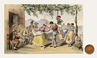 Gaetano Dura, Tarantella Neapolitan Dance, Italy – Early 19th-century lithograph print
