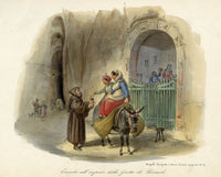 Gaetano Dura, Hermit by Pozzuoli Cave's Entrance, Naples, Italy – Early 19th-century lithograph print