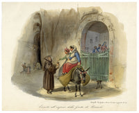 Gaetano Dura, Hermit by Pozzuoli Cave's Entrance, Naples, Italy – Early 19th-century lithograph print