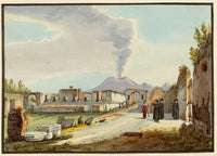 Neapolitan School, Tempio di Giove, Pompeii, Italy – Early 19th-century etching print