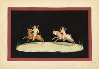Neapolitan School, Pompeii Fresco: Putti Riding Goats – Early 19th-century gouache painting