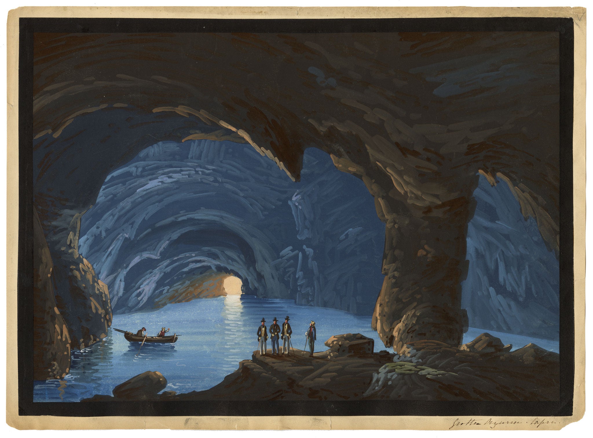 Neapolitan School, Grotta Azzurra (Blue Grotto), Capri, Italy – Early 19th-century gouache painting