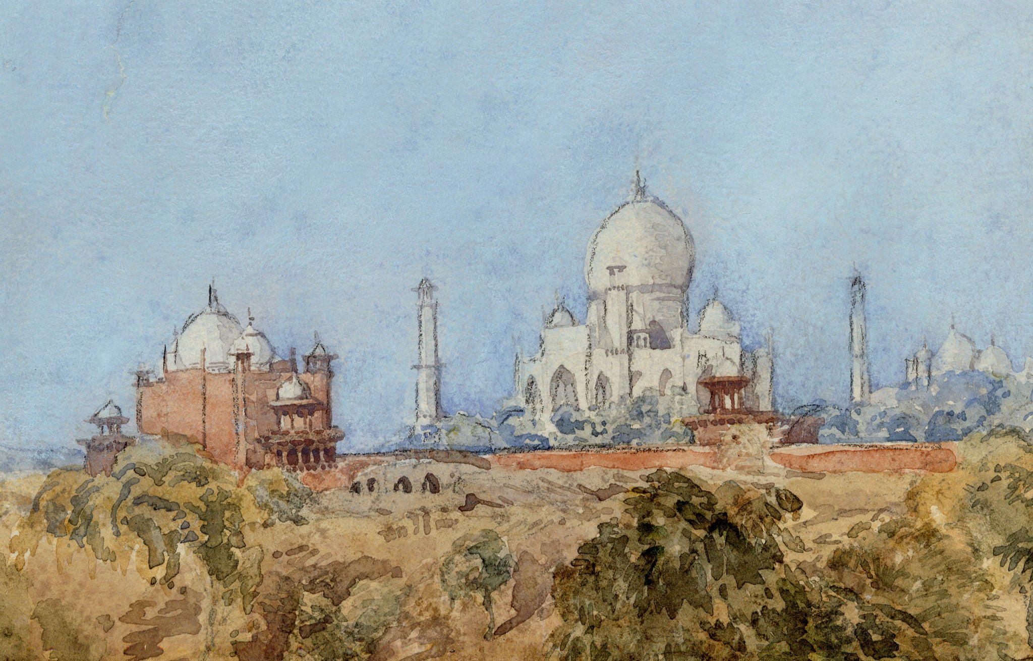 Anon., Taj Mahal, Agra, India – Late 19th-century watercolour painting