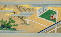 Tosa School, Japanese Scene from a Courtly Tale, Possibly Tale of Genji – 17th-century painting in colour, gofun & gold