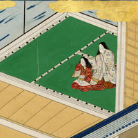 Tosa School, Japanese Scene from a Courtly Tale, Possibly Tale of Genji – 17th-century painting in colour, gofun & gold
