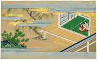 Tosa School, Japanese Scene from a Courtly Tale, Possibly Tale of Genji – 17th-century painting in colour, gofun & gold