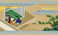 Tosa School, Japanese Scene from a Courtly Tale, Possibly Tale of Genji – 17th-century painting in colour, gofun & gold