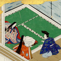 Tosa School, Japanese Scene from a Courtly Tale, Possibly Tale of Genji – 17th-century painting in colour, gofun & gold