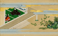 Tosa School, Japanese Scene from a Courtly Tale, Possibly Tale of Genji – 17th-century painting in colour, gofun & gold