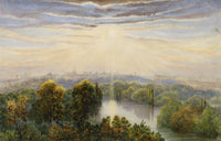 Anon., Buckingham Palace from the India Office Upper Window, Sunset, London – Late 19th-century watercolour painting