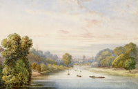 Anon., From the Bridge over the Serpentine, Looking to Kensington Palace, London – Late 19th-century watercolour painting