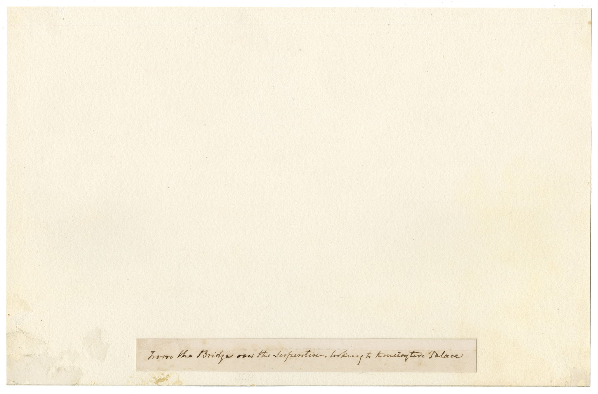Anon., From the Bridge over the Serpentine, Looking to Kensington Palace, London – Late 19th-century watercolour painting