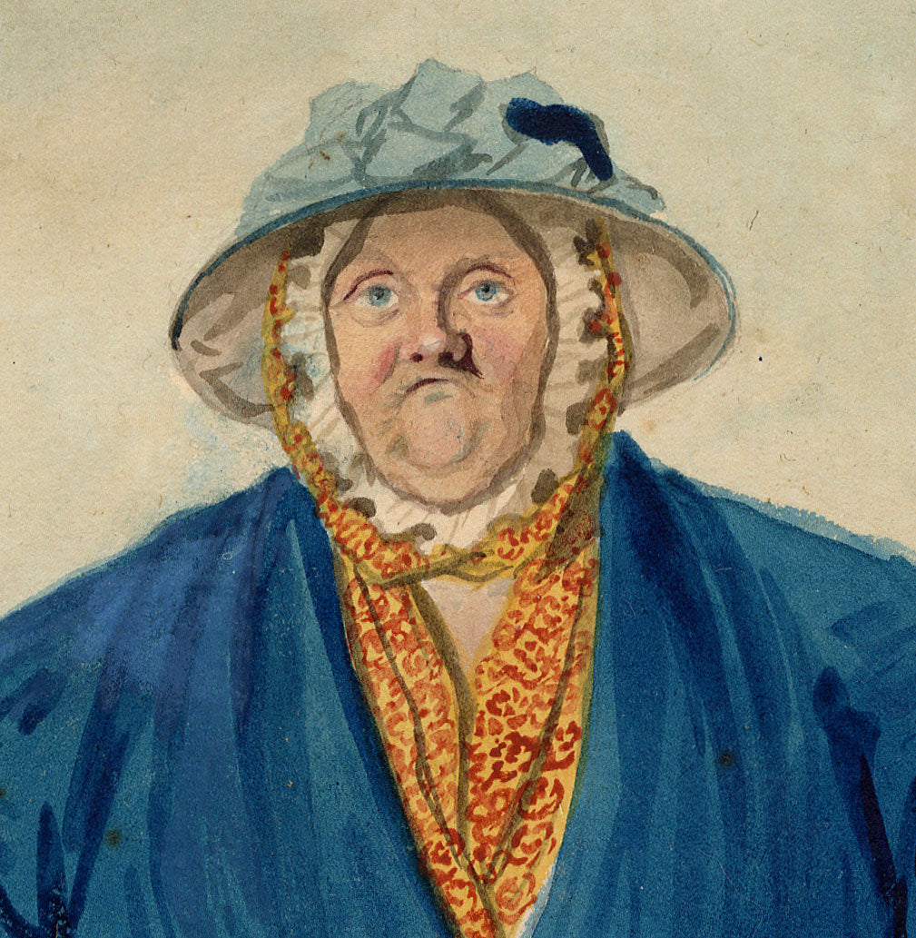 Martha Gunn, The Celebrated Bather, Brighton – 18th-century watercolour painting