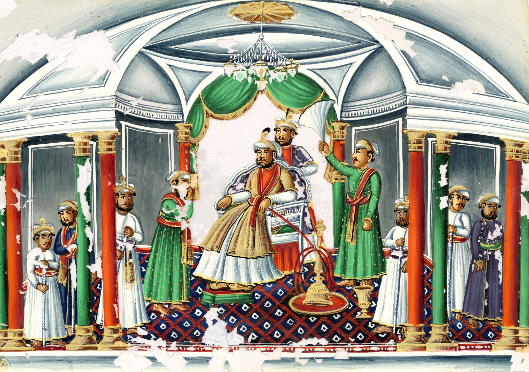 Indian Company School Mid-19th-century Gouache Mica Painting c.1850 – Rajah in Durbar