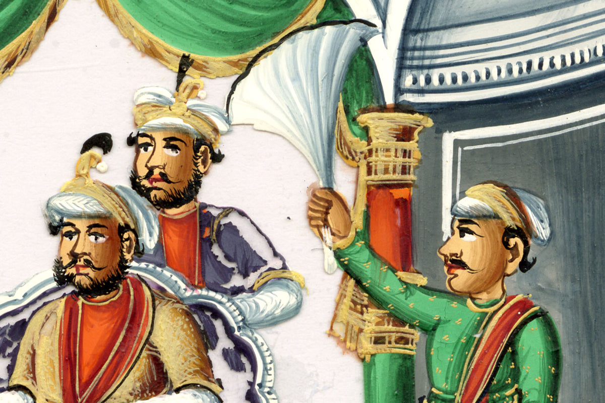 Indian Company School Mid-19th-century Gouache Mica Painting c.1850 – Rajah in Durbar