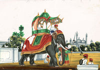 Indian Company School Mid-19th-century Gouache Mica Painting c.1850 – Caparisoned Elephant with Howdah