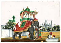 Indian Company School Mid-19th-century Gouache Mica Painting c.1850 – Caparisoned Elephant with Howdah