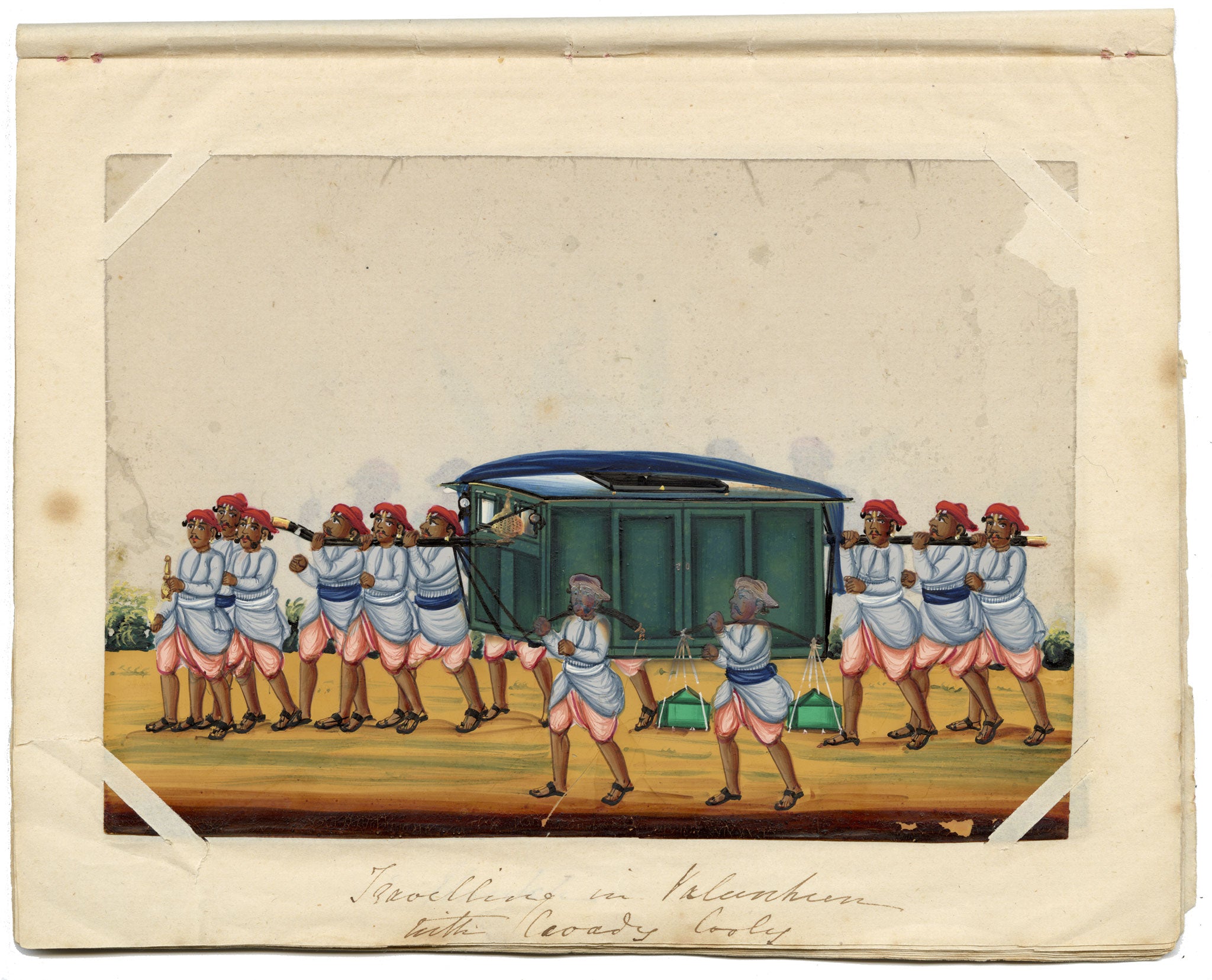 Indian Company School Mid-19th-century Gouache Mica Painting c.1850 – Travelling in Palanquin
