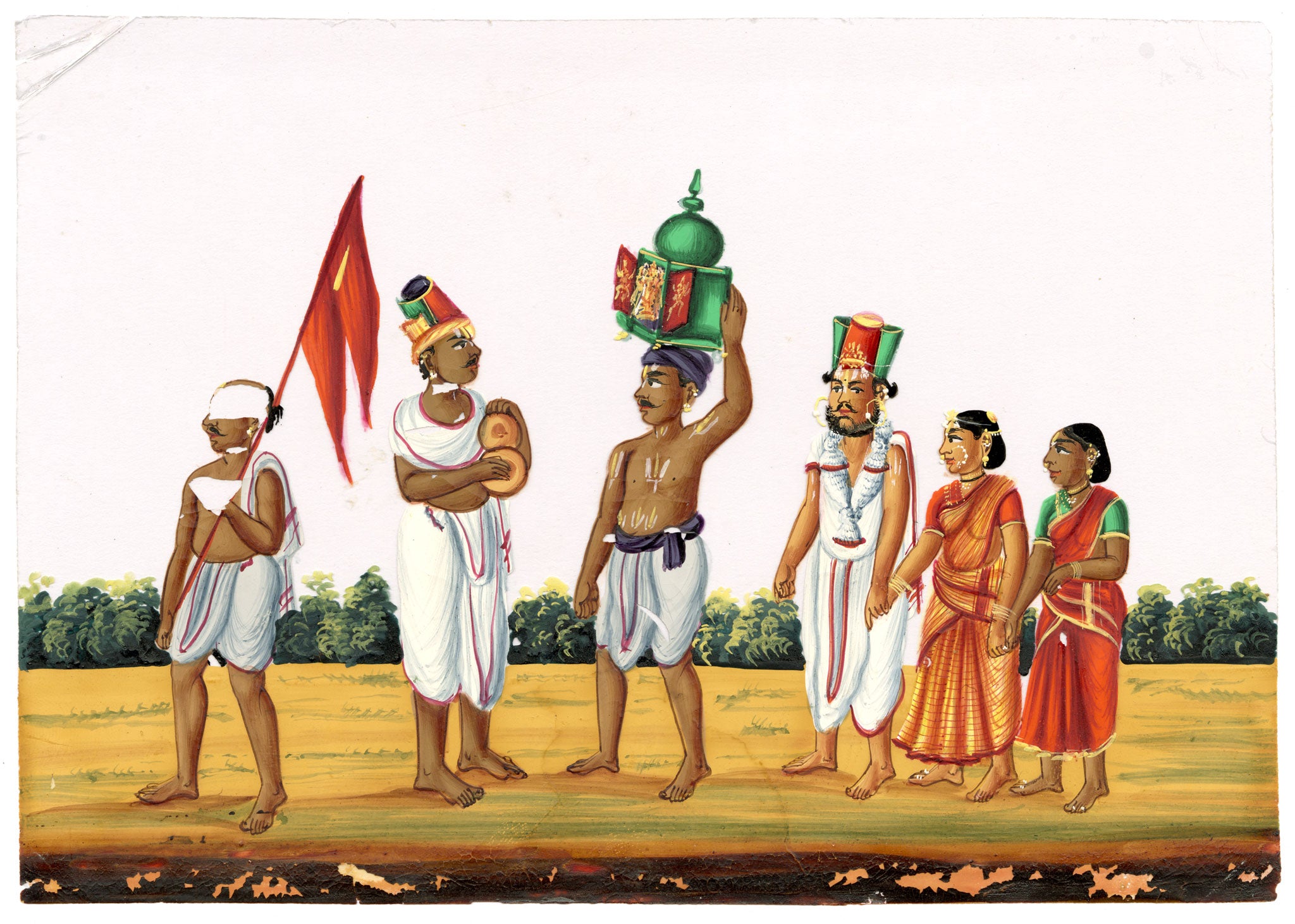 Indian Company School Mid-19th-century Gouache Mica Painting c.1850 – A Vaishnava Procession