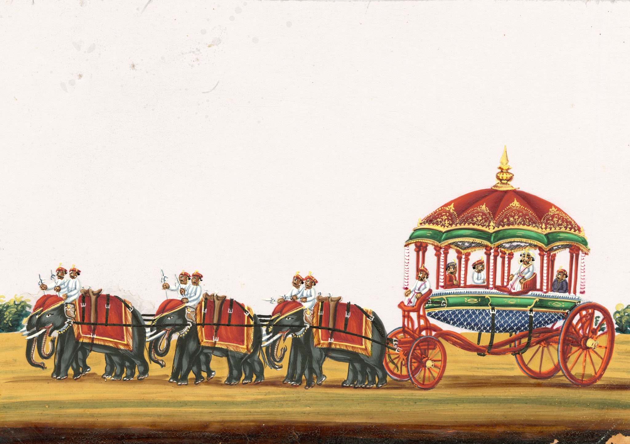 Indian Company School Mid-19th-century Gouache Mica Painting c.1850 – Rajah's State Coach, Tanjore