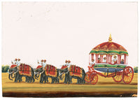 Indian Company School Mid-19th-century Gouache Mica Painting c.1850 – Rajah's State Coach, Tanjore