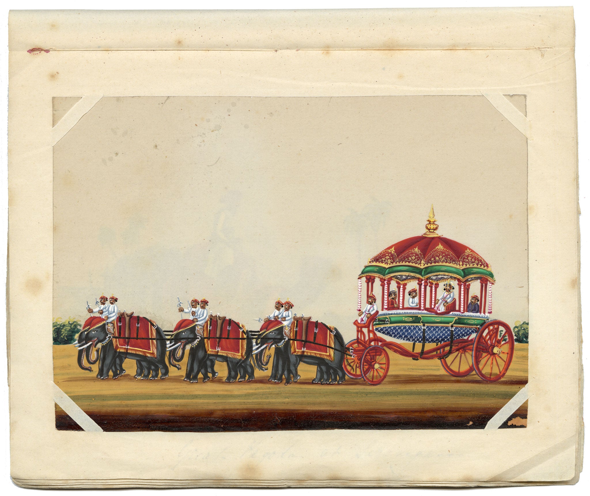 Indian Company School Mid-19th-century Gouache Mica Painting c.1850 – Rajah's State Coach, Tanjore