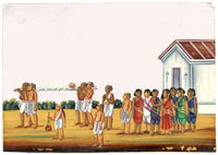 Indian Company School Mid-19th-century Gouache Mica Painting c.1850 – Funeral of a Native