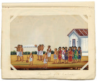 Indian Company School Mid-19th-century Gouache Mica Painting c.1850 – Funeral of a Native