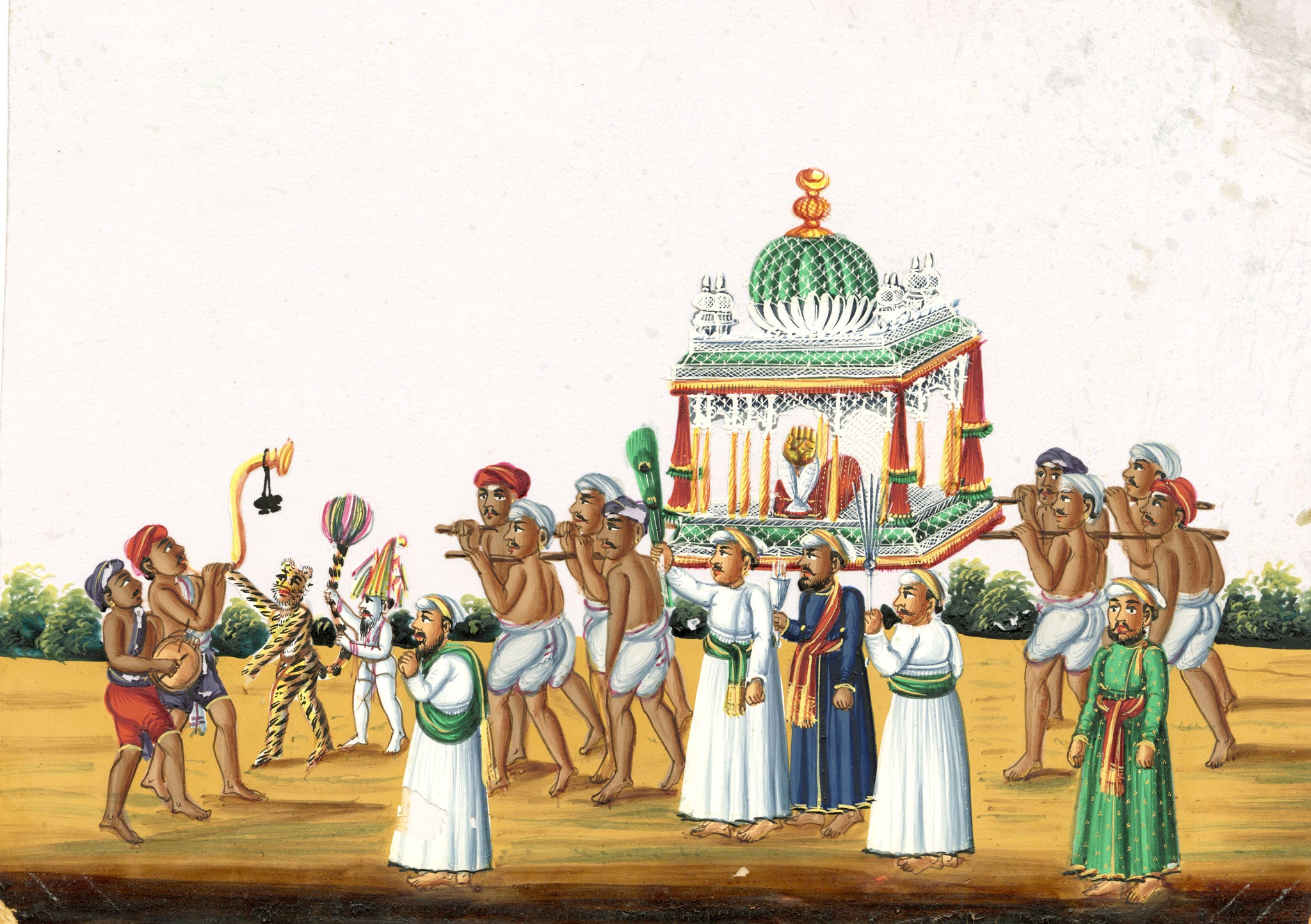 Indian Company School Mid-19th-century Gouache Mica Painting c.1850 – Procession at the Muharram