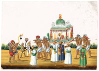 Indian Company School Mid-19th-century Gouache Mica Painting c.1850 – Procession at the Muharram
