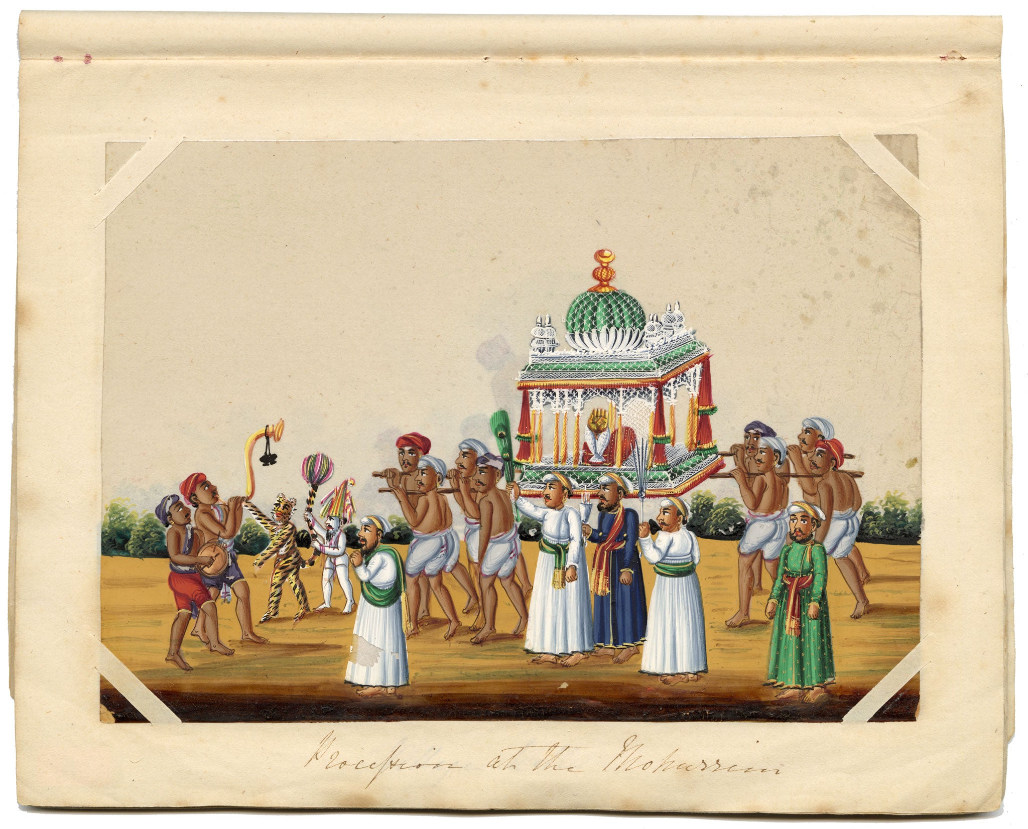 Indian Company School Mid-19th-century Gouache Mica Painting c.1850 – Procession at the Muharram