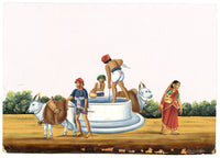 Indian Company School Mid-19th-century Gouache Mica Painting c.1850 – Village Well