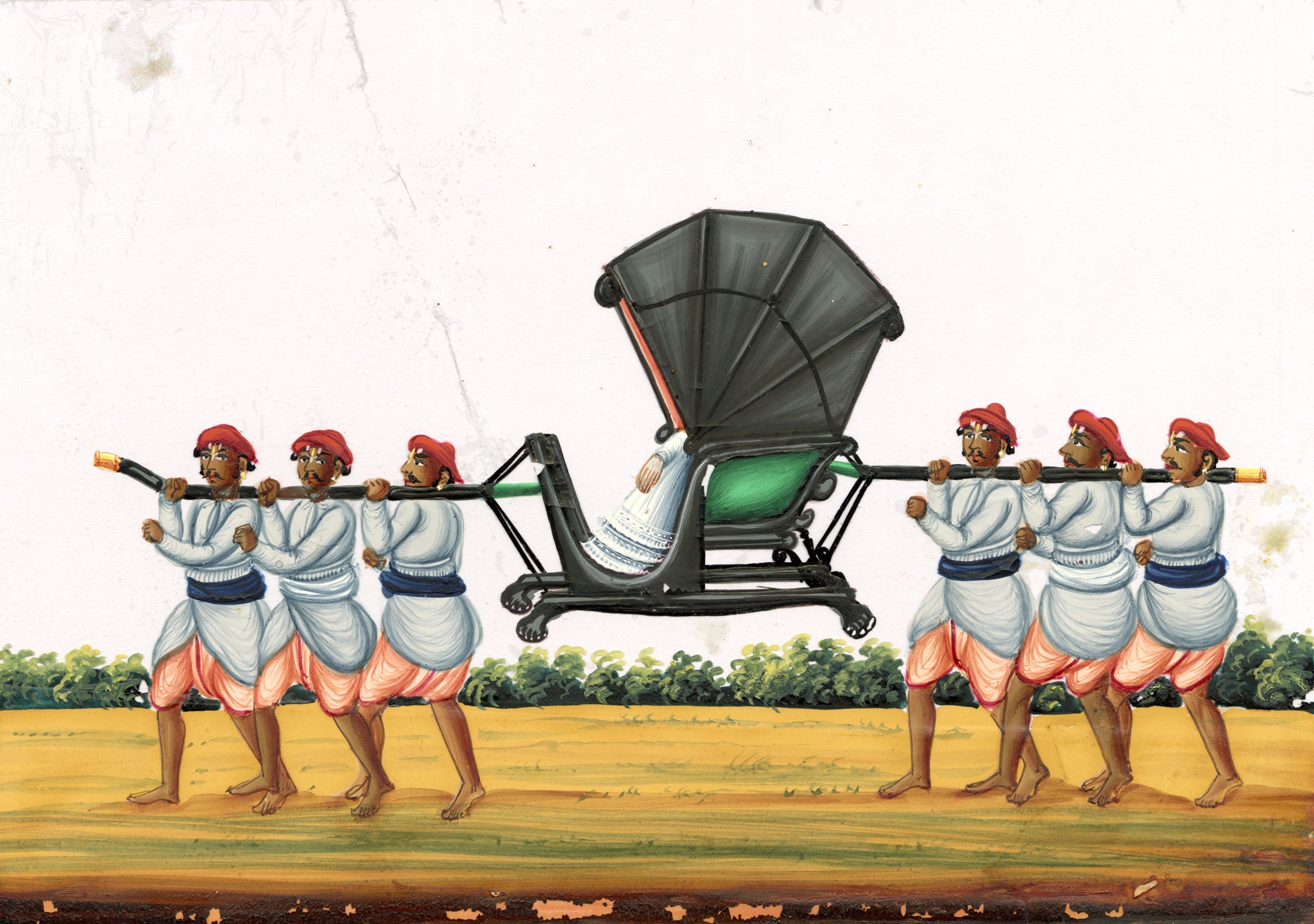 Indian Company School Mid-19th-century Gouache Mica Painting c.1850 – Lady in a Tonjon